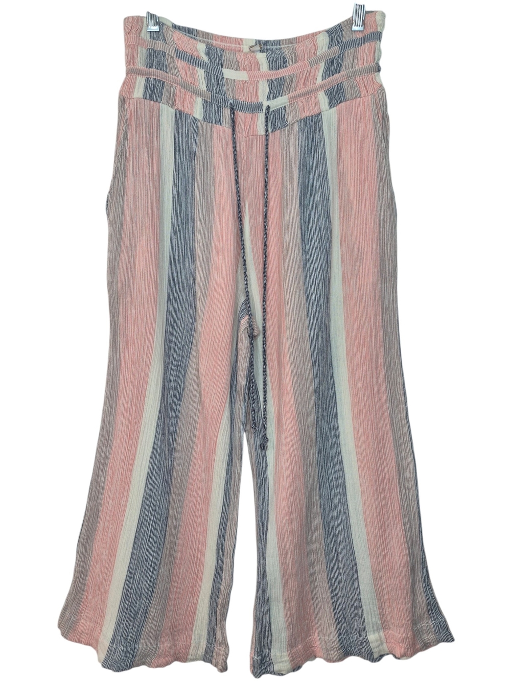 Free People Hamilton Striped Wide Leg Pants Coral Blue Womens M 15x24